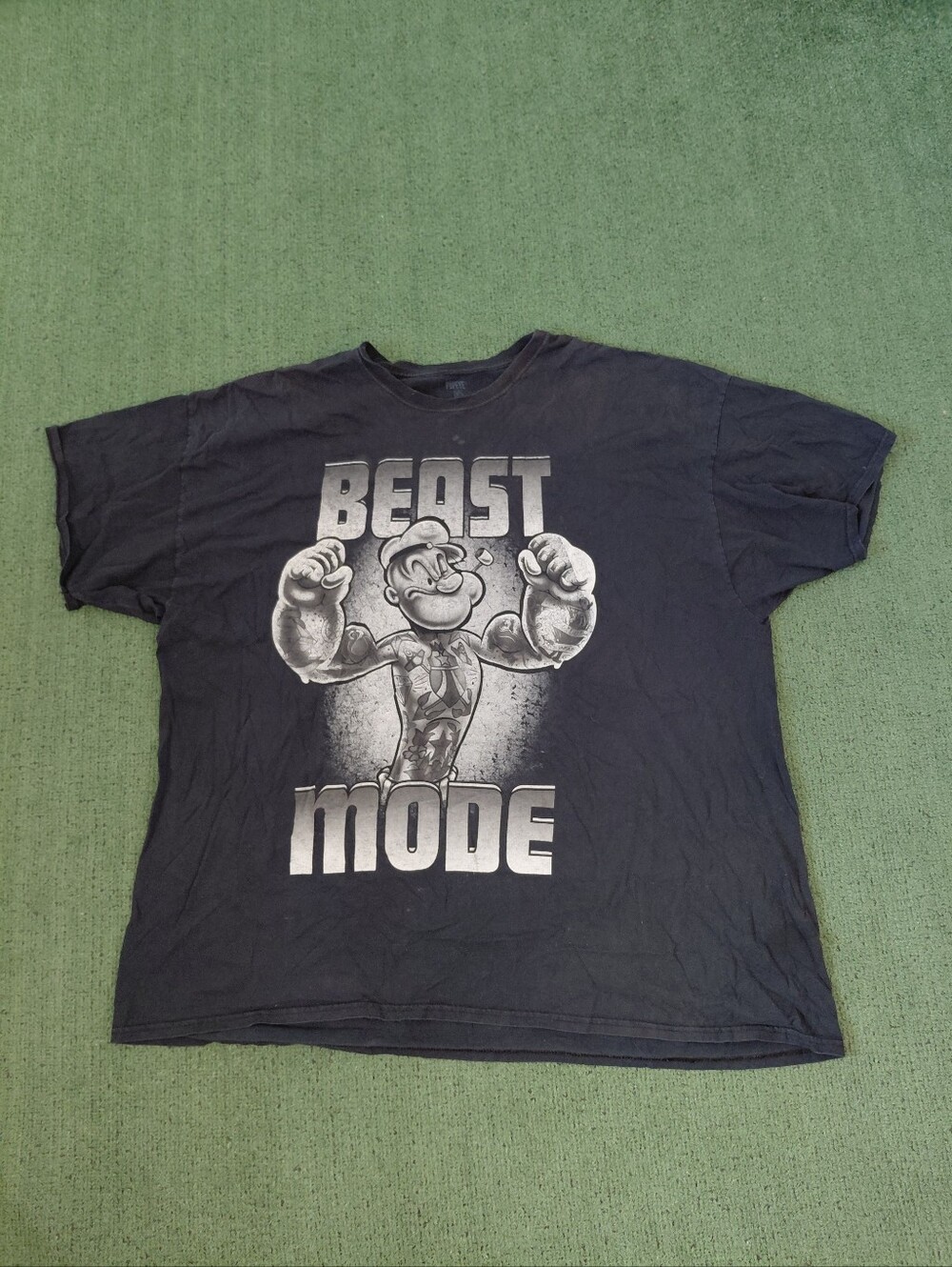 Popeye "Beast Mode" Retro Cartoon Black T Shirt Sz XXXXL